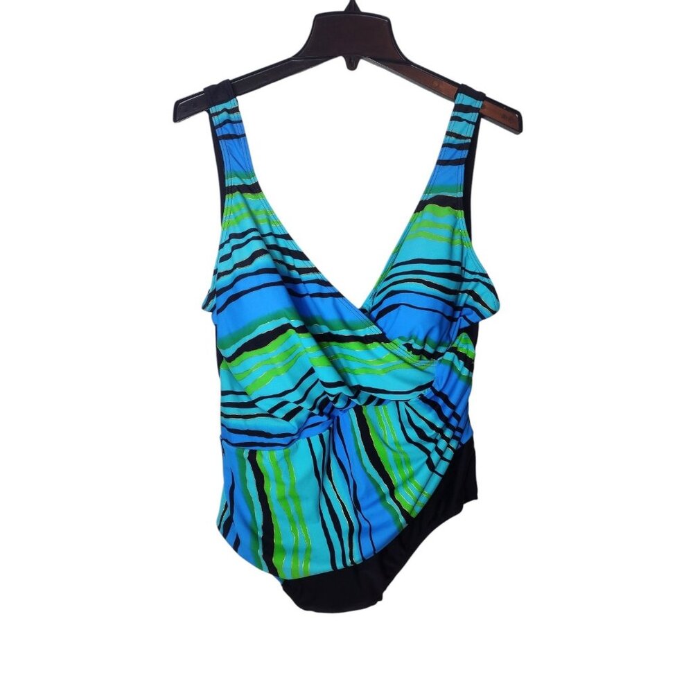 Alicia Simone AS One Piece Bathing Suit 22W Swim Surplice Modest Beach Vacation